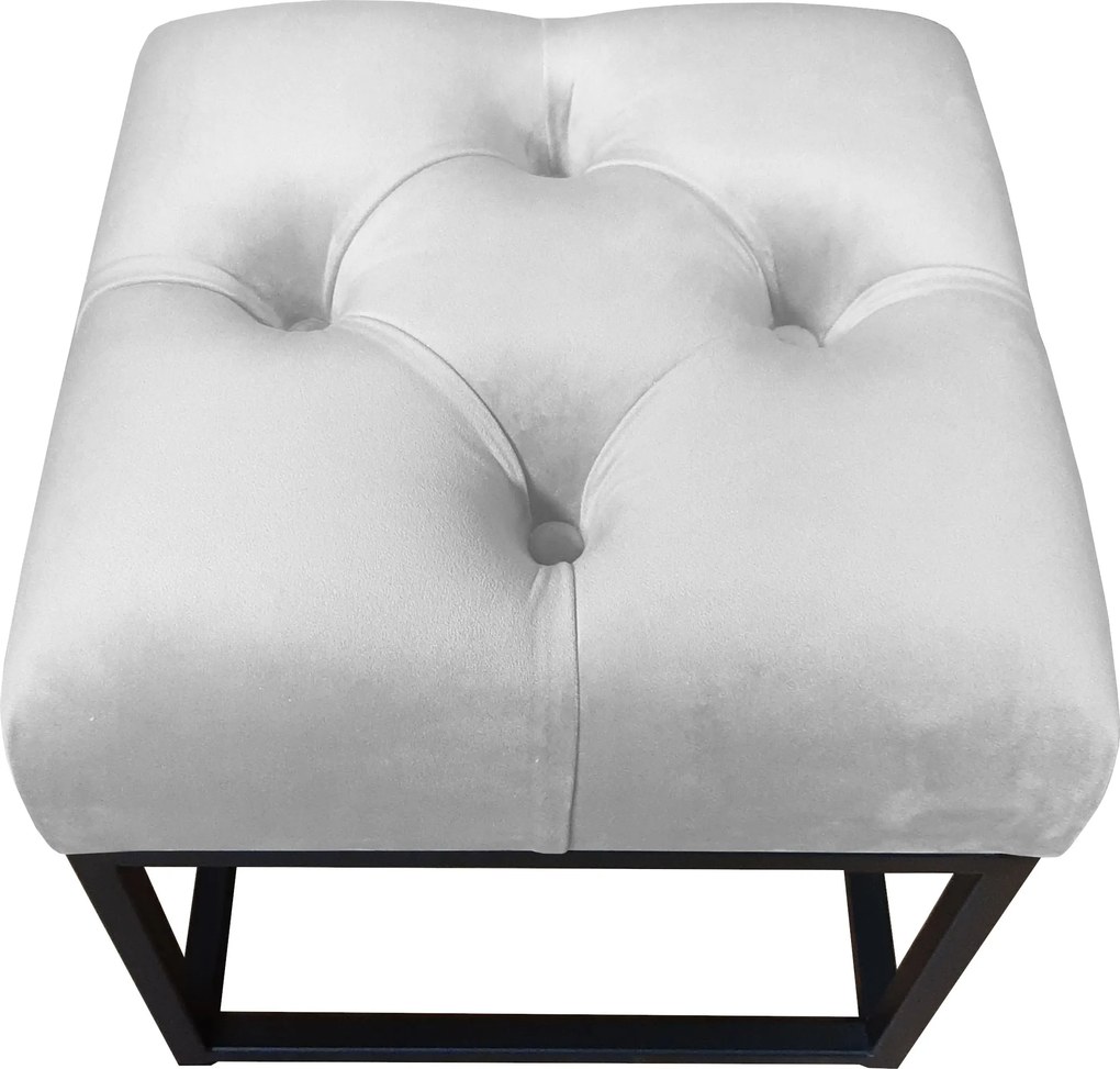 Pufa CHESTERFIELD tkanina Welur loft ławka podnóżek metal : Kolor Stelaża - Czarny , Kolor tkaniny - VELVET - MG39, Typ tkaniny - Velvet