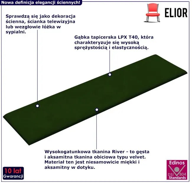 Ciemnozielone dekoracyjne panele ścienne D7-T42
