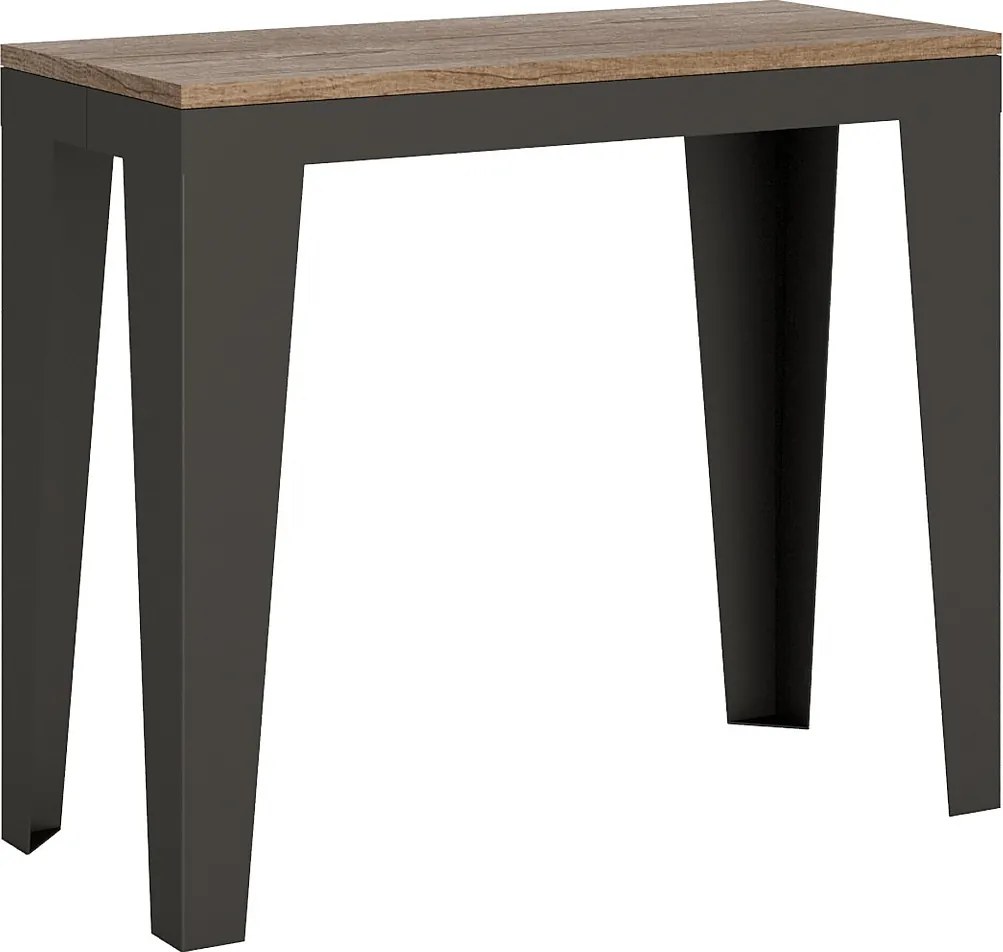 Konsola rozkładana 90x40/196 cm Flame Small Evolution Dąb naturalny rama w kolorze Antracytu