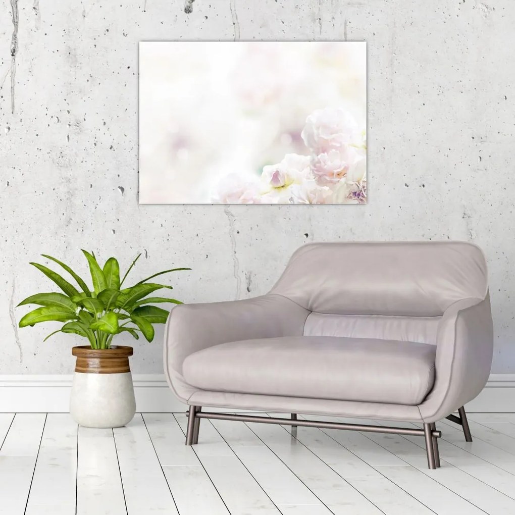 Obraz na szkle delikatnych kwiatów (70x50 cm)