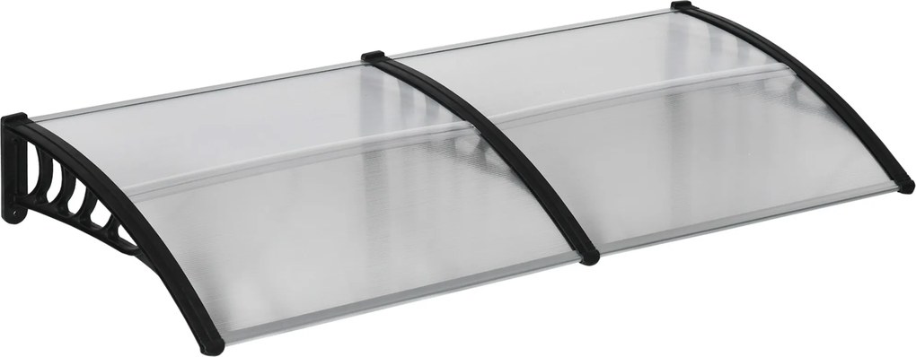 Outsunny Osłona nad drzwi, Ochrona przed deszczem, wiatrem i gradem, Poliwęglan, Aluminium, 200 x 96 x 27 cm, Czarna
