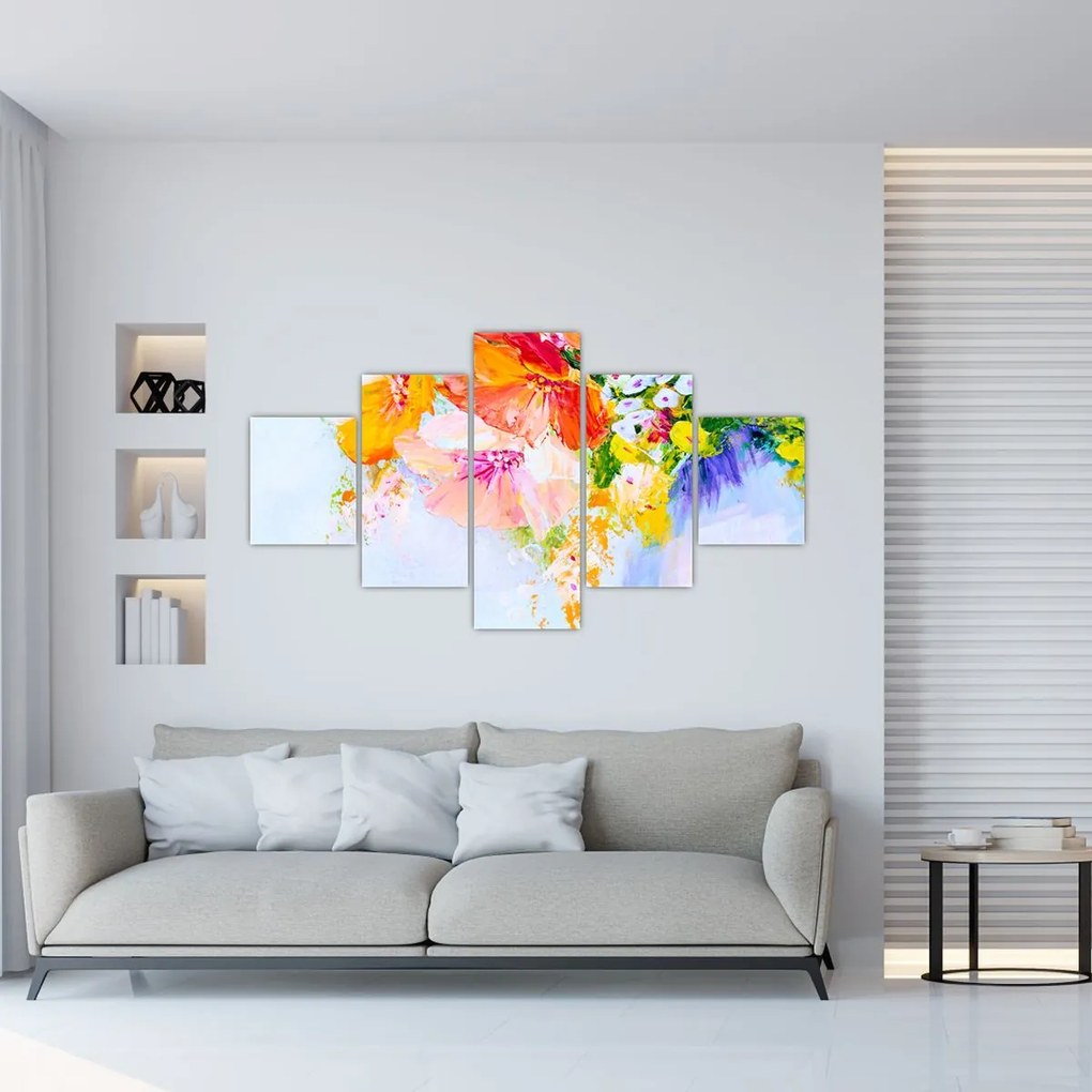 Obraz - Kwiaty, malarstwo (125x70 cm)