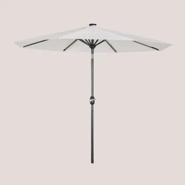 Parasol Ø270 Cm Z Oświetleniem Z Tkaniny I Stali Uzombras Gardenia Biel - Sklum