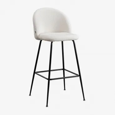 Wysoki Stołek Kana Design Z Owczej Skóry Biały & ↑75 Cm & Negro - Sklum