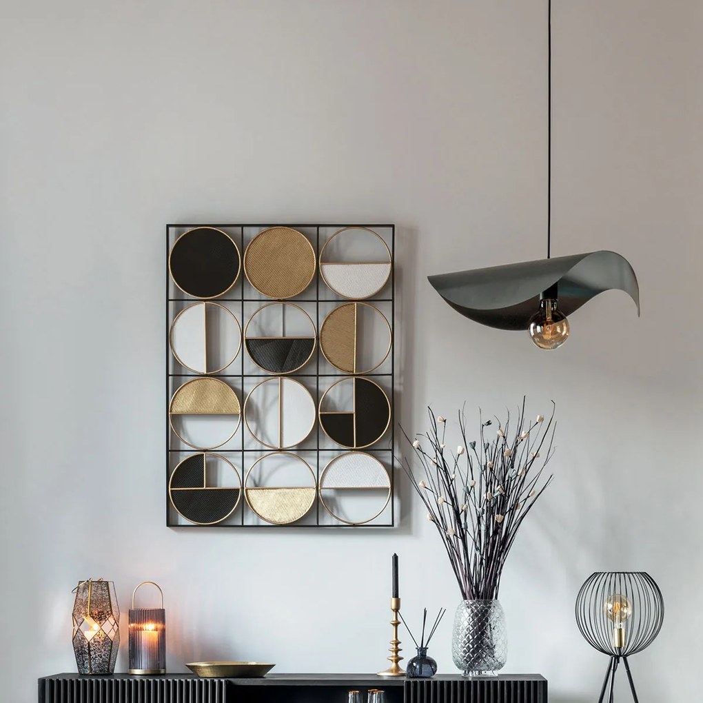 Geometryczna dekoracja ścienna z metalu, 76 x 101 cm