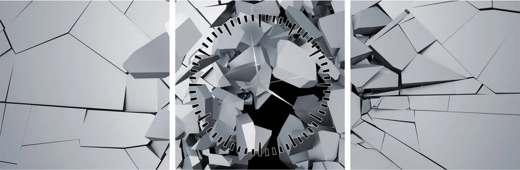 Obraz abstrakcja 3D (z zegarem) (90x30 cm)