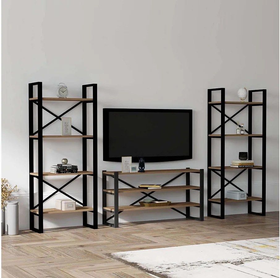 Stojak pod TV – 120 cm x 58,5 cm x 32 cm – orzech – płyta wiórowa pokryta melaminą