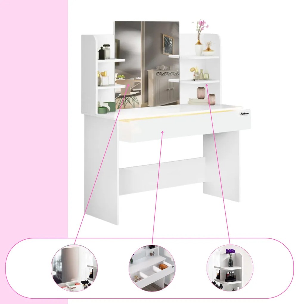 Toaletka LUCIA, 108x40x140cm, biała Jurhan