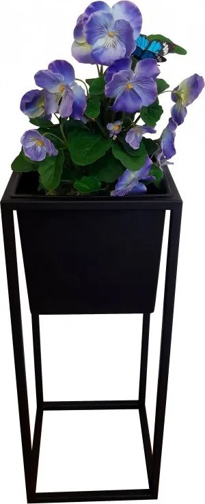 Kwietnik stojący metal LOFT stojak na kwiaty : Kolor Stelaża - Czarny , Rozmiar - 20x20 cm, Wysokość - 50 cm