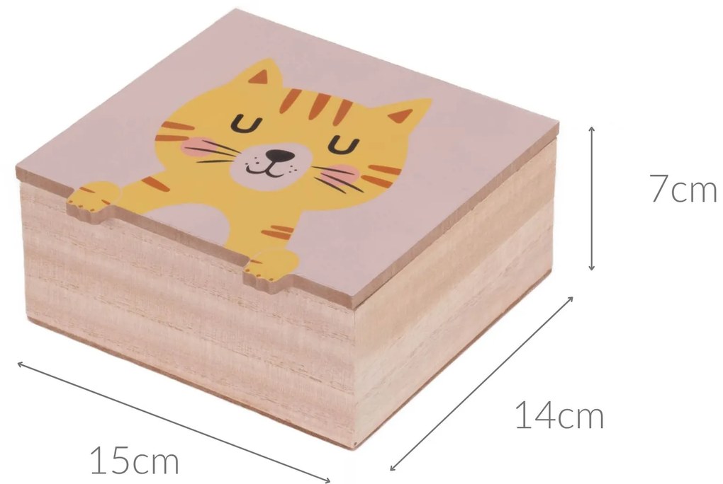 Szkatułka na dziecięce skarby Zwierzątka z łapkami, 15 x 15 x 7 cm