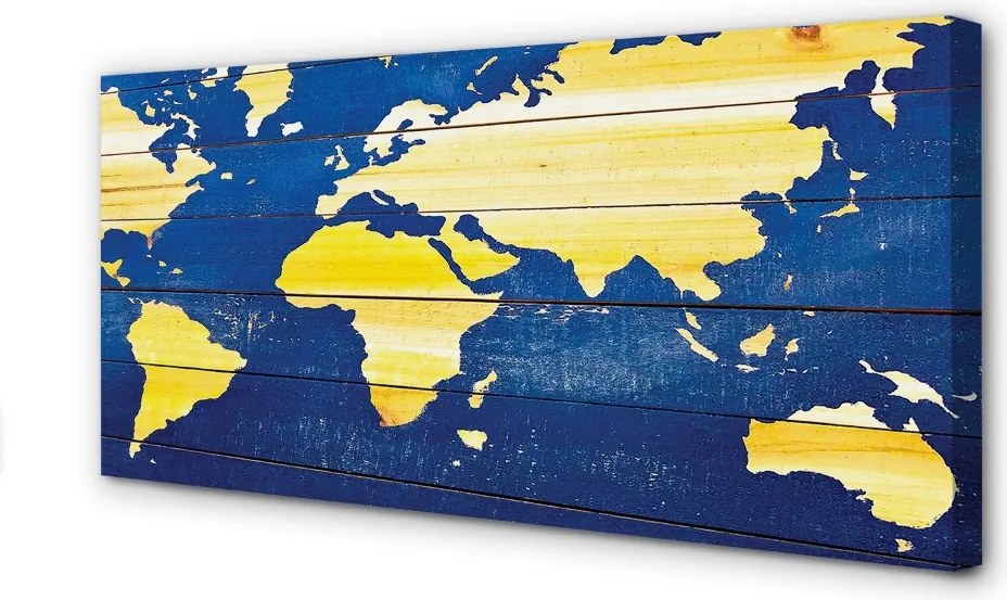 Duży obraz na płótnie Mapa na Niebieskim Drewnie