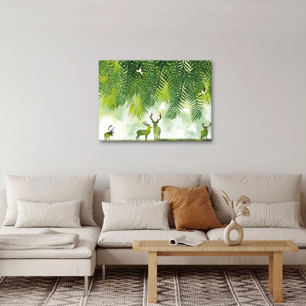 Obraz - Jeleń w lesie (70x50 cm)