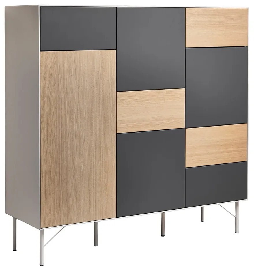 Antracytowo-naturalna wysoka komoda w dekorze dębu 136x133 cm Edge by Hammel – Hammel Furniture