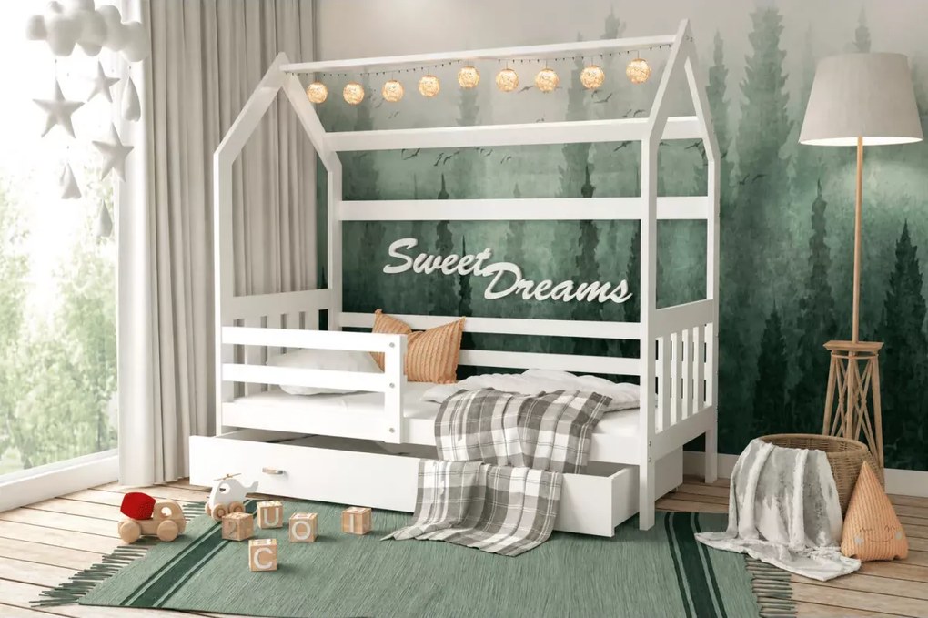 Łóżko dziecięce domek Lante z szufladą 80x160 80x190 stelaż Flex MDF łóżko dla dziecka