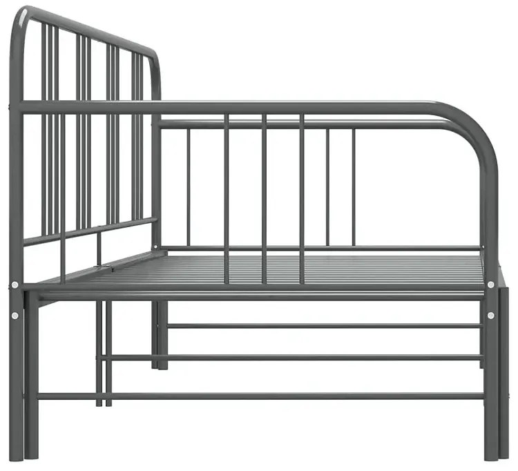 Szare rozkładane metalowe łózko 90x200 cm F4-Z35