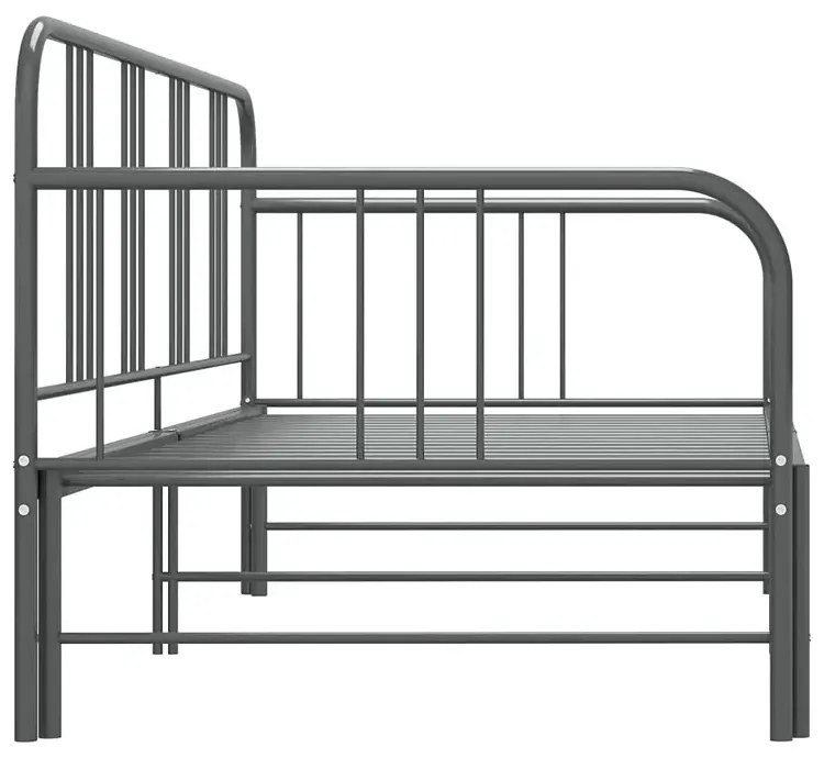 Szare rozkładane metalowe łózko 90x200 cm - Travelo