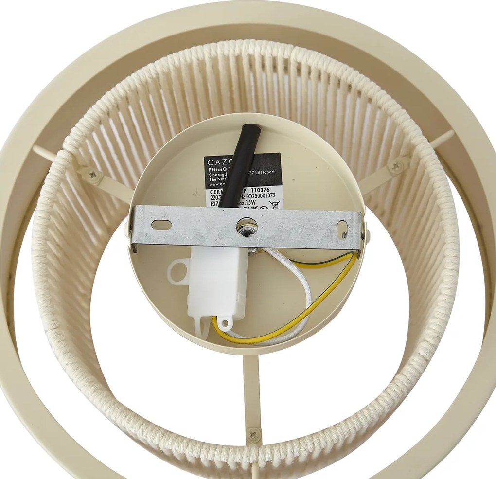 Nowoczesna lampa sufitowa beżowa z liną - Kora