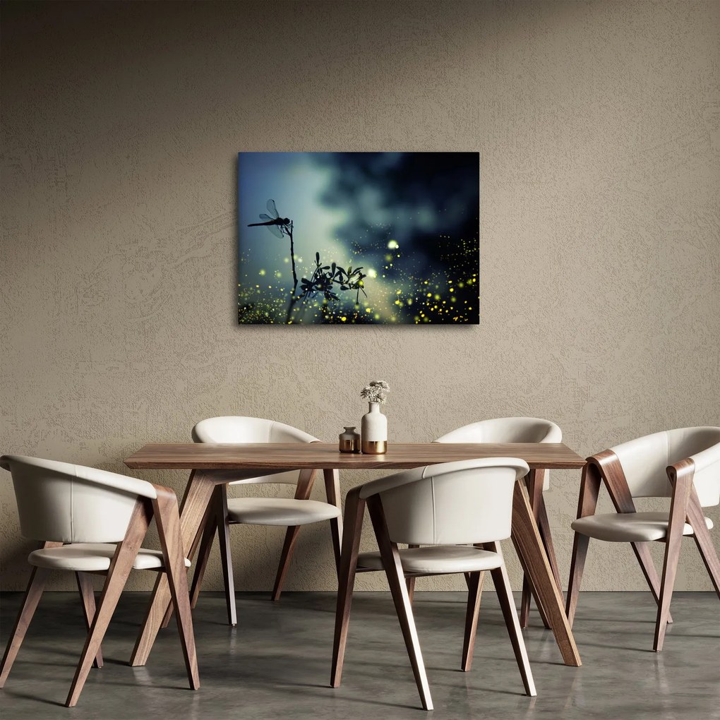 Obraz - Ważka w błyszczącej nocy (70x50 cm)
