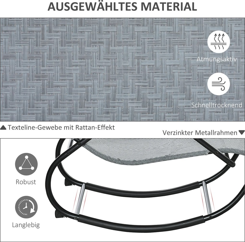 Outsunny Fotel Bujany Ogrodowy Siatka Metal Szary 61x160x79cm Komfortowy i Stylowy | Aosom PL