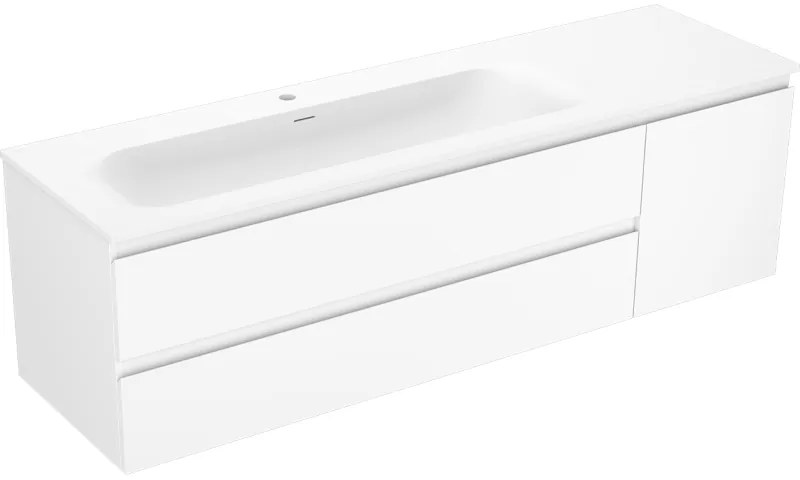 Mexen Orio szafka łazienkowa 160 cm z umywalką Vela lewą, 2S, 1D, biała mat - 91A13-16047-3-BBFFFF01-W23L01