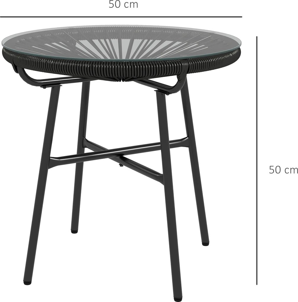 Outsunny Stolik Ogrodowy Boho Czarny 50x50x50cm | Aosom PL