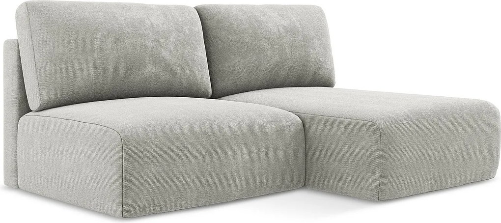 Otwarty Prawy narożnik z funkcją spania - z tkaniny szenilowej - jasny szary - KONA