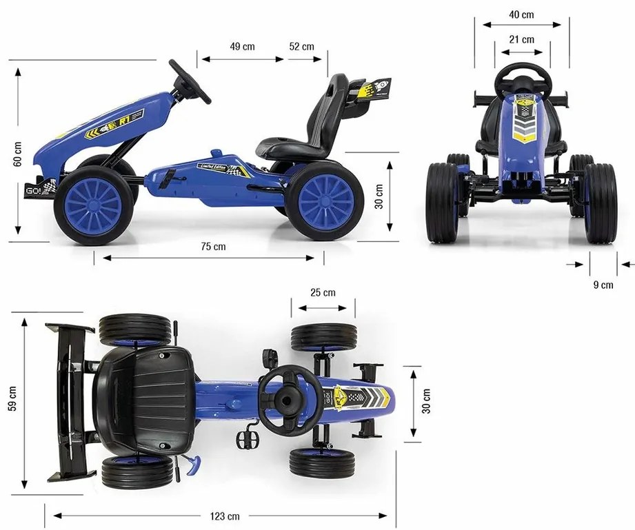 Milly Mally Quadricycle Go-kart Rocket, niebieski