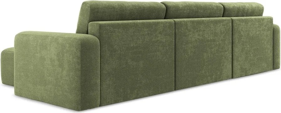 Zielony rozkładany/ze schowkiem narożnik z tkaniny szenilowej (w kształcie litery U) Kona – Makamii