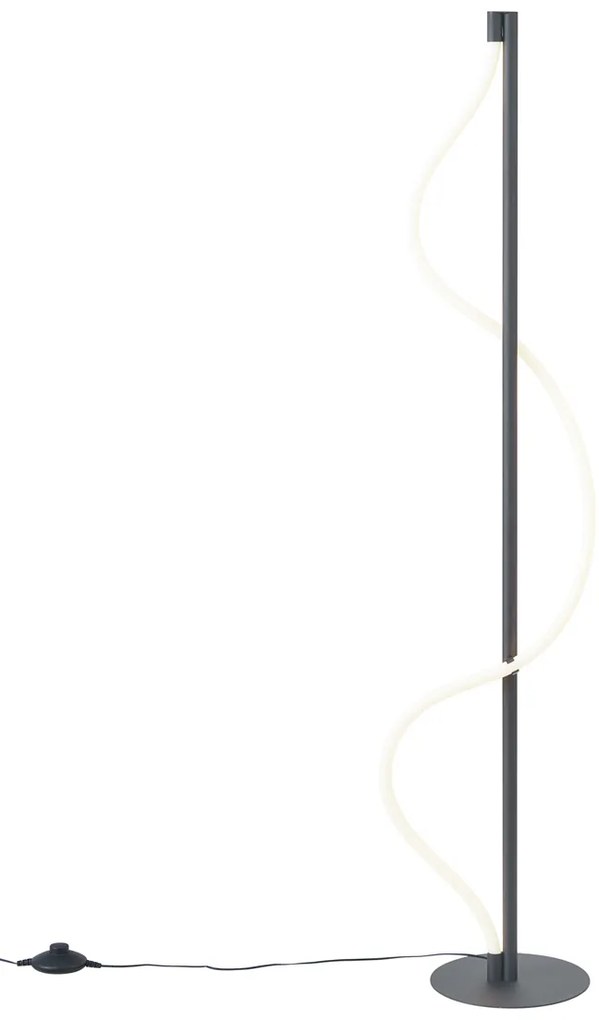 Nowoczesna lampa podłogowa czarna z wbudowaną diodą LED z 3-stopniową regulacją ściemniania - Twirl