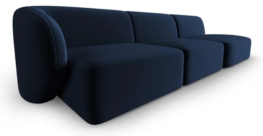 Niebieska aksamitna sofa lewostronna 311 cm Paolo – Milo Casa