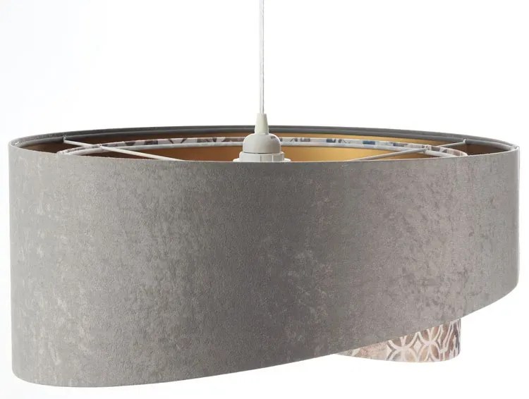 Szara welurowa lampa wisząca glamour K5-W05