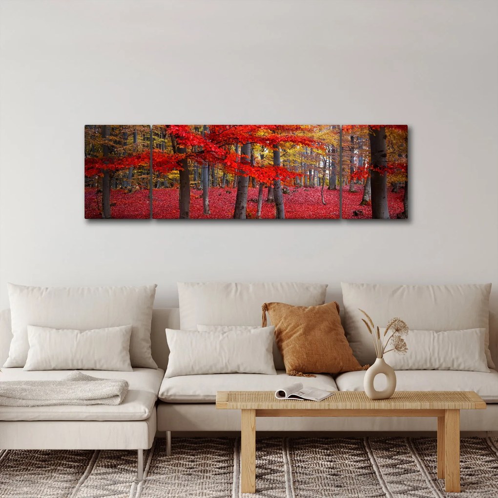 Obraz - Czerwony Las (170x50 cm)