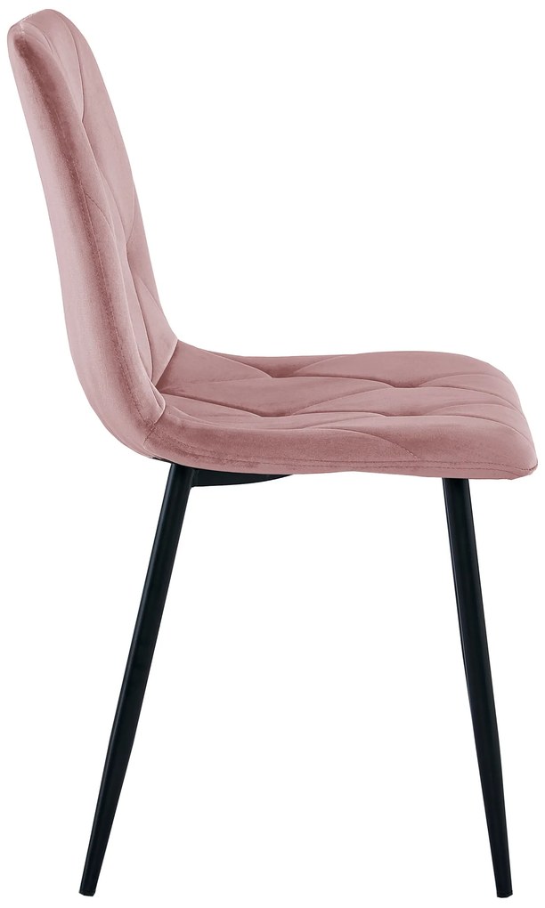 Różowe krzesło do kuchni LIBRA aksamitne z czarnymi nogami
