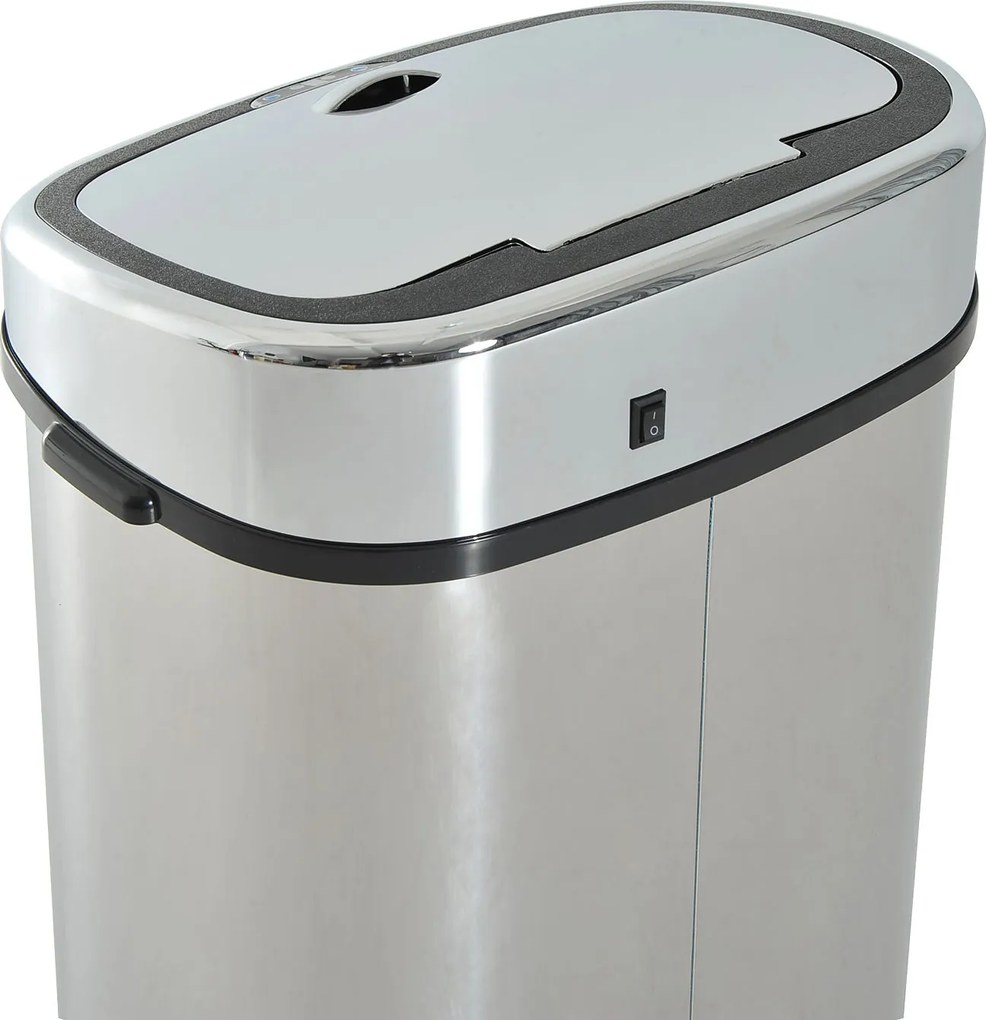 HOMCOM Automatyczny Kosz na śmieci z Czujnikiem Kuchnia Stal Nierdzewna 68L Srebrny
