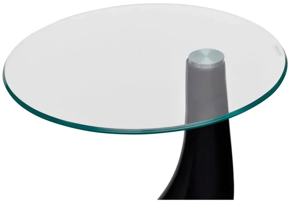 Czarny stolik kawowy w połysku  ze szklanym blatem - Anra 3X