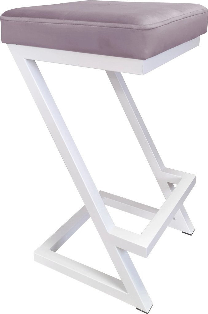 Hoker ZETA krzesło barowe tkanina Welur podstawa metalowa LOFT : Kolor Stelaża - Biały, Kolor tkaniny - VELVET - MG55