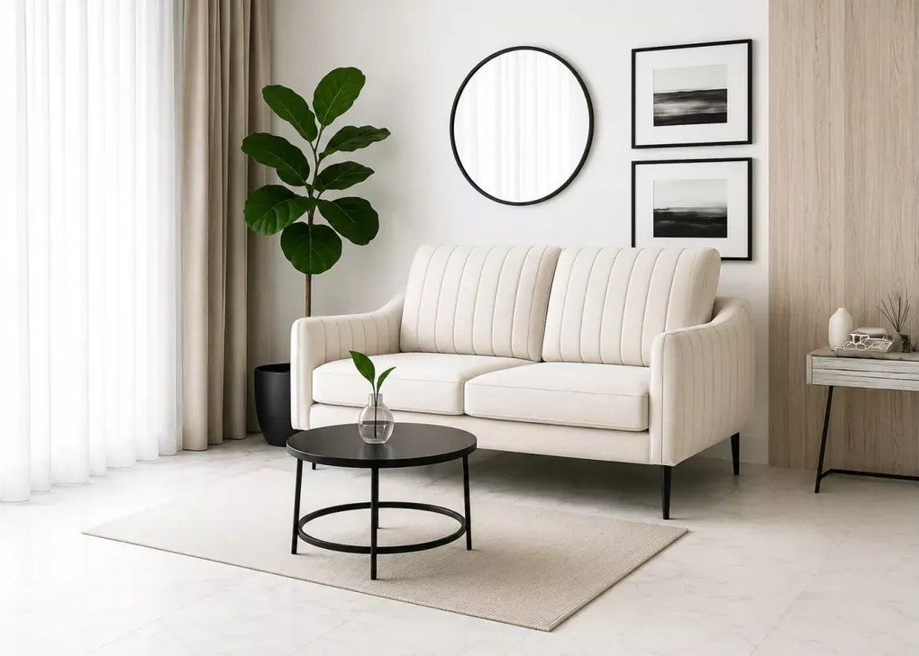 Kanapa Valoris 2-osobowa welur – elegancka sofa wolnostojąca z metalowymi nogami