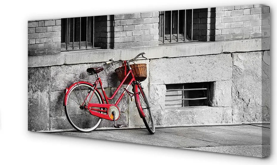 Obraz canvas na ścianę Czerwony Rower z Koszykiem