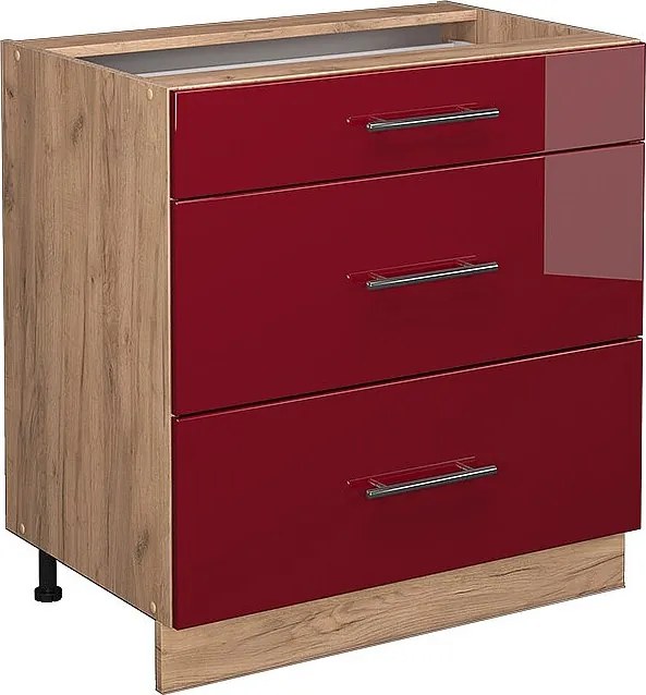 Szafka dolna do kuchni bordowa czerwień wysoki połysk 80x51.6x82 fame-line