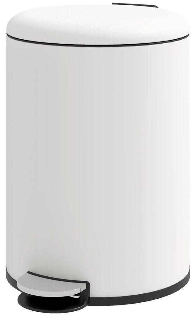 HOMCOM Kosz na śmieci 20L, z pedałem, wyjmowanym pojemnikiem, odporny na odciski, ciche zamykanie, Kremowy