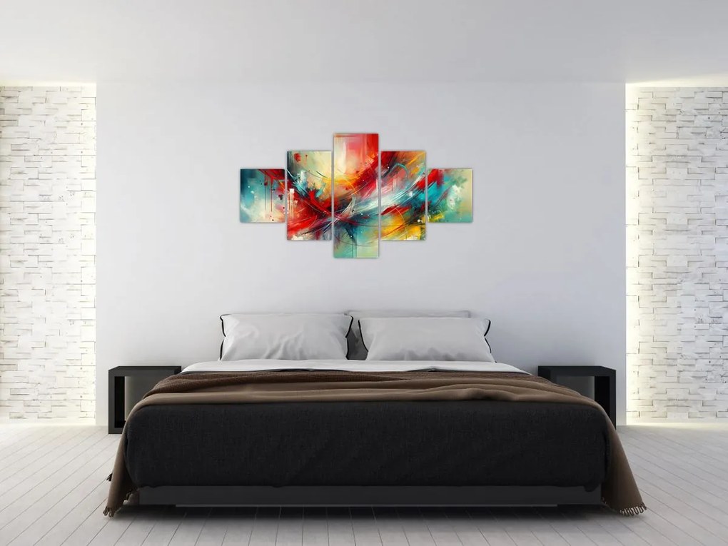 Obraz – Abstrakcja z czerwienią (125x70 cm)
