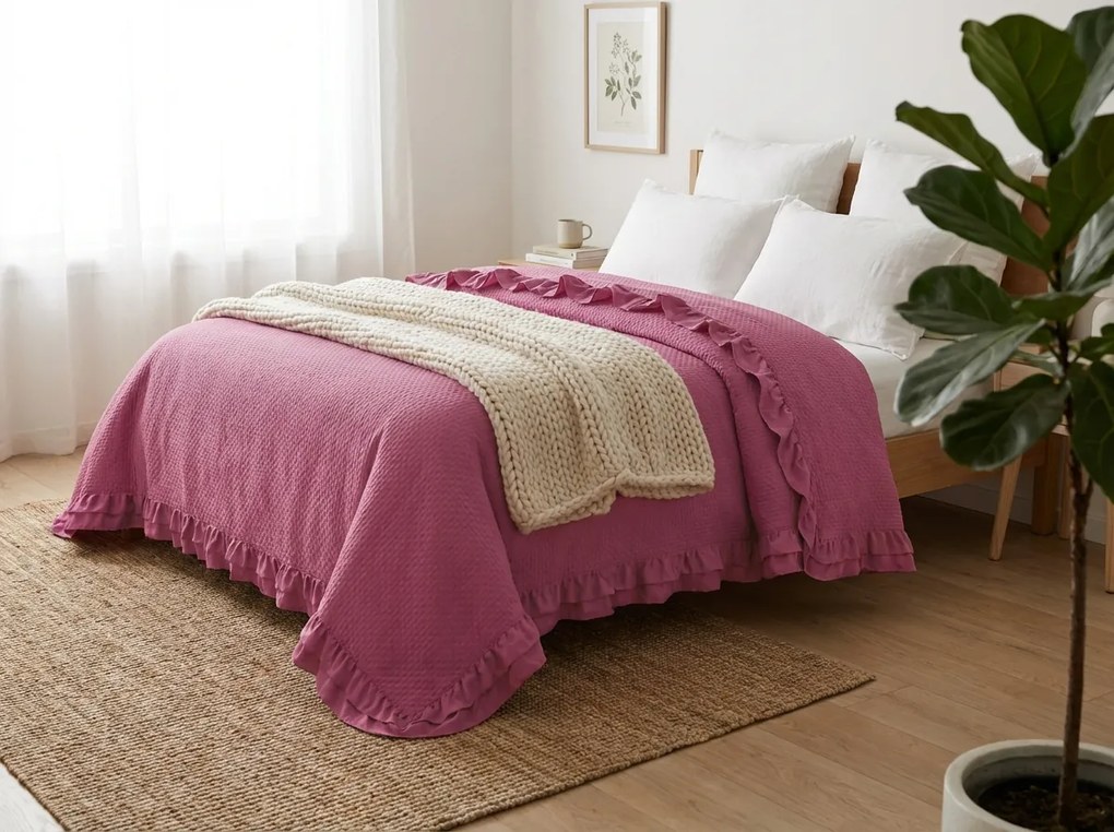Narzuta na łóżko MONTEGO, ciemnoróżowa Rozmiar: 200 x 220 cm