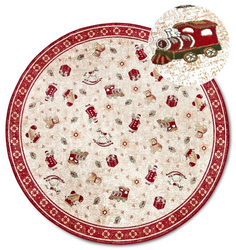 Czerwony okrągły dywan z mieszanki bawełny ze świątecznym motywem ø 160 cm Toy's Delight Red Christmas – Villeroy&amp;Boch