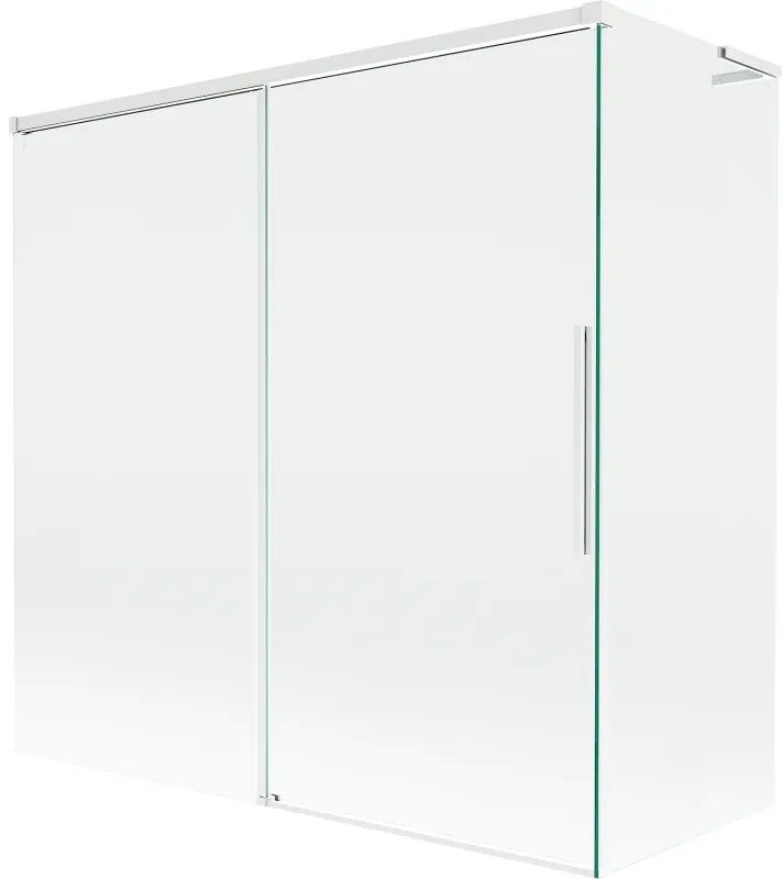 Mexen Rox L parawan nawannowy 2-skrzydłowy rozsuwany 160 + 70 x 150 cm, transparent, biały - 8C9L-160-070-20-00