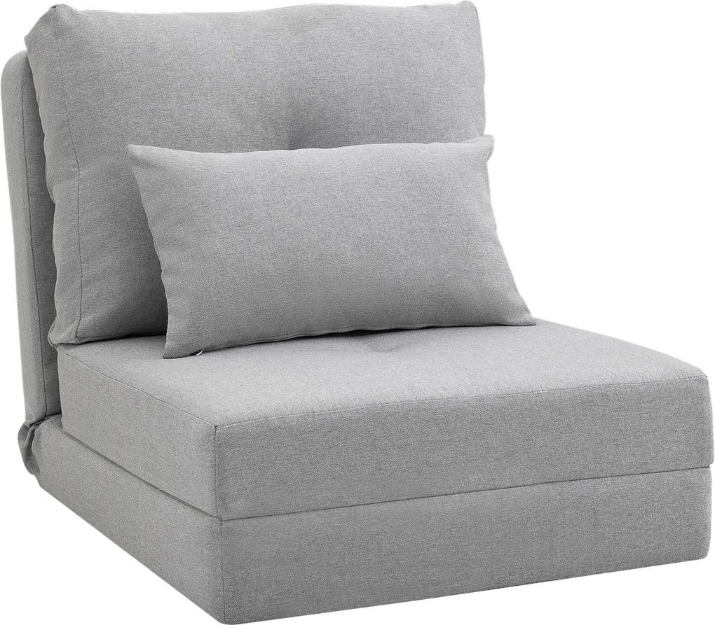 HOMCOM Sessel składana mata do spania, design 2 w 1, odpinana poduszka, 60 x 80 x 56 cm, szary