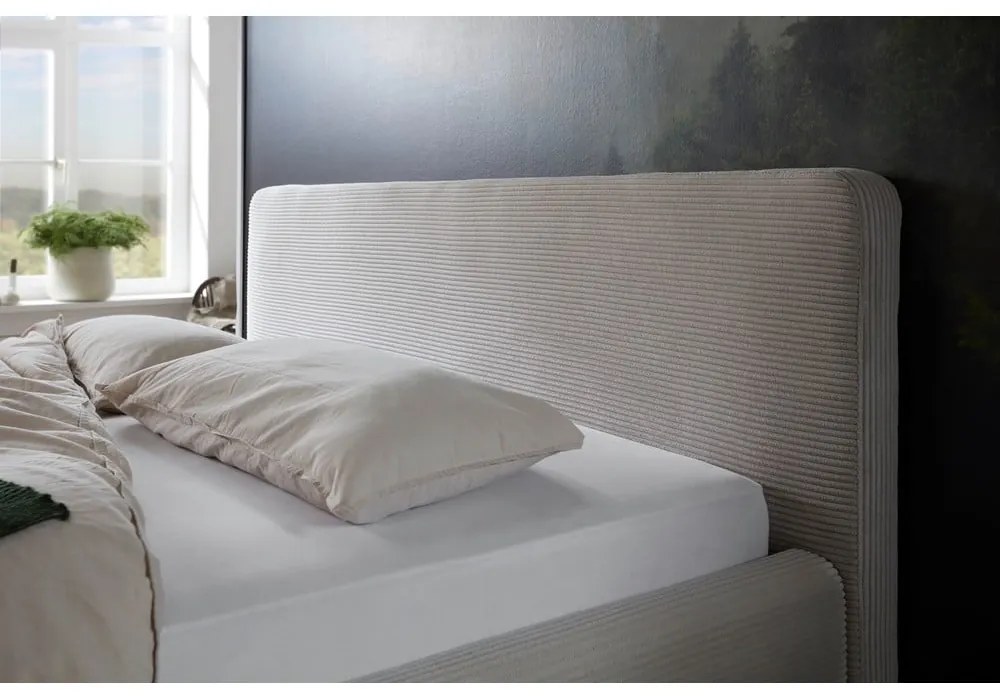 Beżowe tapicerowane łóżko dwuosobowe 180x200 cm Mattis Cord – Meise Möbel