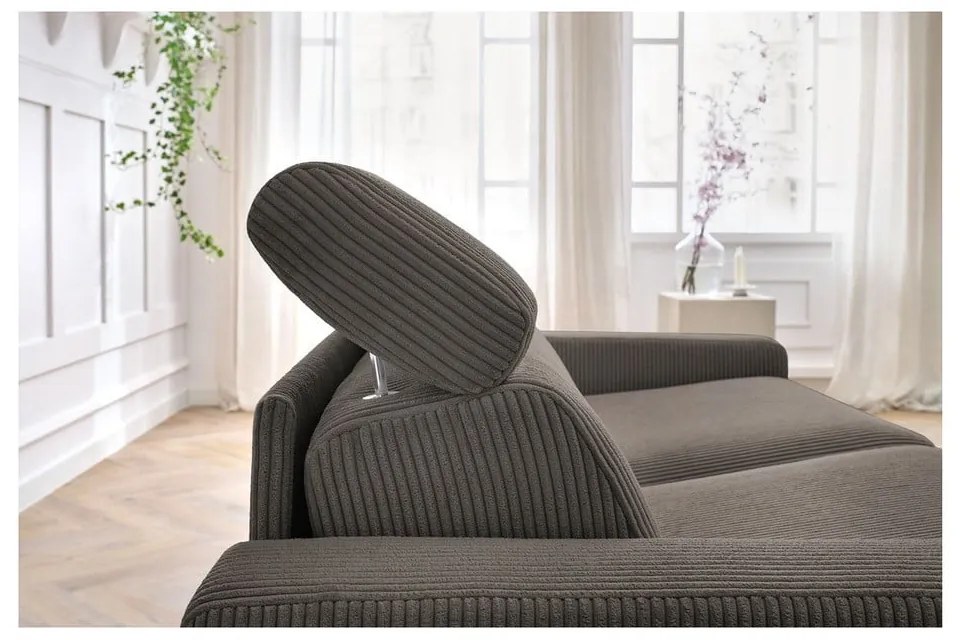 Szarobrązowa sztruksowa rozkładana sofa 215 cm Monaco – Bobochic Paris