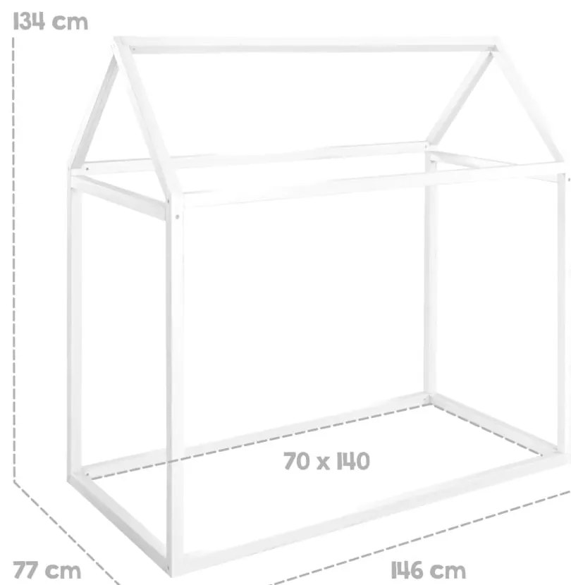 Białe łóżko dziecięce w kształcie domku 70x140 cm Montessori – Roba