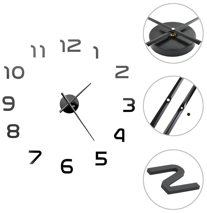 Nowoczesny wiszący czarny zegar 100 cm B9-H10