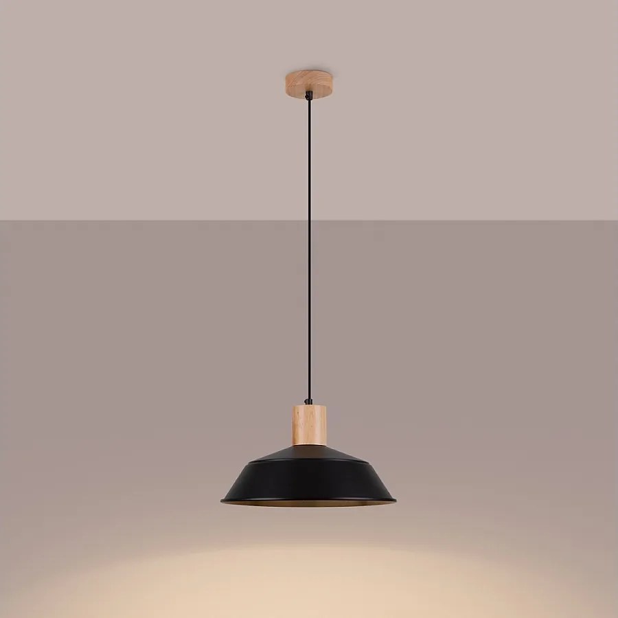 Lampy wiszące skandynawski Fanova, stal - 1 źródło światła 3000K - L.34 x H.120 cm - czarny